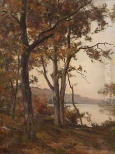 Arbres En Bord De Riviere by Leon Bopp du Pont