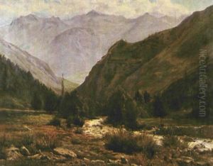 Paysage Dans Les Contreforts Des Pyrenees by Jules Charles Boquet