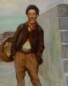 Mand Med Kurv Pa Havnekaj by Jules Charles Boquet