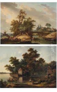 Le Passage Devant Un Moulin (+ Pecheurs Levant Les Filets; Pair)