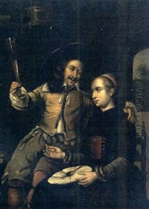 A Lady And A Cavalier by Gerard ter Borch the Elder