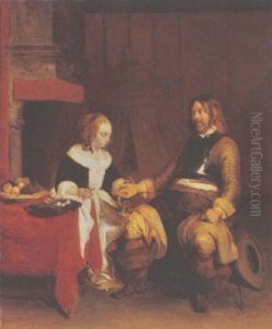 A Soldier Visiting A Lady by Gerard ter Borch the Elder