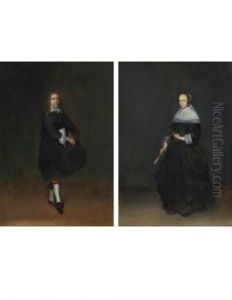 Portrait Of A Gentleman And Portrait Of A Woman (collab. W/studio)(2 Works) by Gerard Ter Borch