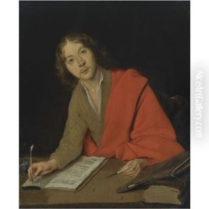 Saint John The Evangelist Writing At A Table, Together With An Eagle
