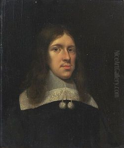 Portrait Of A Gentleman, Half Length Wearing A Dark Coat And White Lace Collar