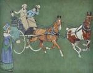 Carriage In Tandem by Cecil Charles Aldin