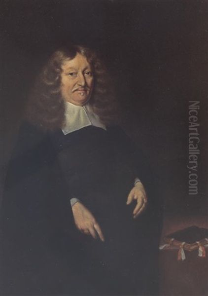 A Portrait Of Andries De Graeff, Burgomaster Of Amsterdam, Wearing A Black Suit And White Collar, Beside A Desk With A Book - view 1