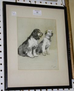 Terrier And Spaniel by Cecil Charles Aldin