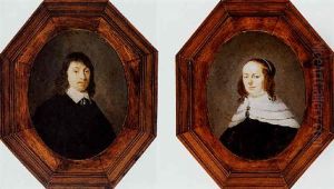 Portrait Of A Bearded Man Wearing A Black Coat With Lace Collar by Gerard Ter Borch
