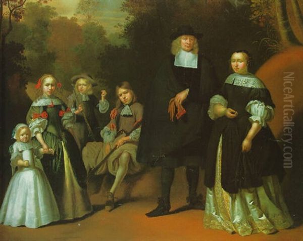 A Group Portrait Of A Family In A Wooded Clearing - view 1