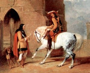 A Courier On Horseback Before The Lord Of A Castle