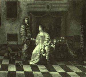 Bildnis Einer Familie In Einem Saal by Gerard Ter Borch