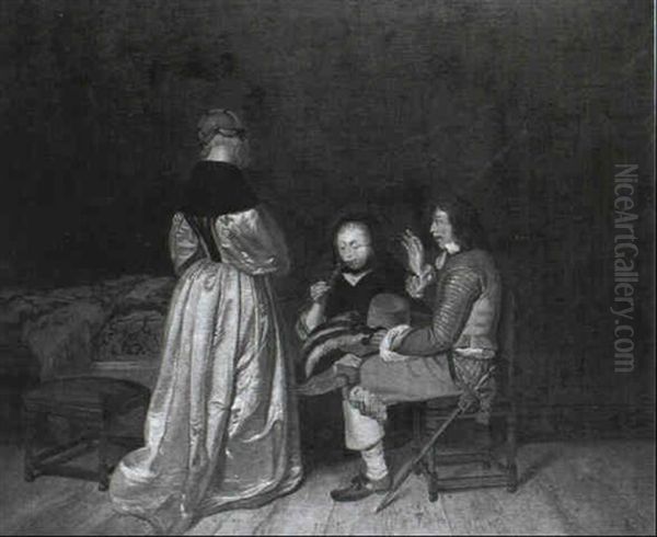 Interior With A Gentleman, Lady And Maidservant - view 1