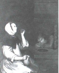 Man And Woman In An Interior by Gerard Ter Borch