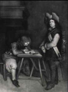 An Officer Writing A Despatch by Gerard Ter Borch