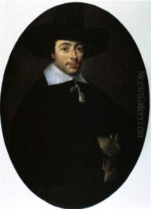 Portrait Of A Young Man Holding A Glove And Wearing A High Black Hat