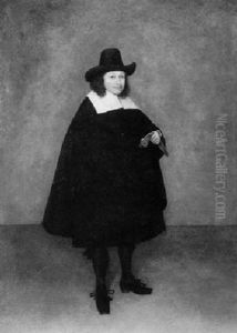 A Portrait Of A Gentleman Standing Full Length, Turned To The Right Wearing A Black Cloak And Linen Collar... A Portrait Of A Gentleman Standing Full Length, Turned To The Right Wearing A Black Cloak And Linen Collar...