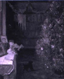 Festlich Geschm_cktes Interieur Mit Weihnachtsbaum by Edmond Borchard