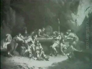 Drunken Robbers With Captives And Booty Sleeping In Their   Lair by Edmond Borchard