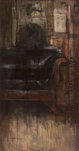 Interieur Mit Biedermeiersofa by Hans Borchardt