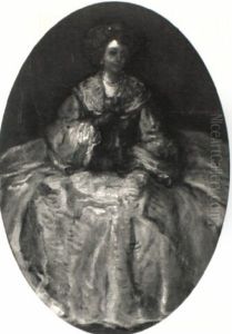 Portrait Einer Frau Im Blauen Kleid