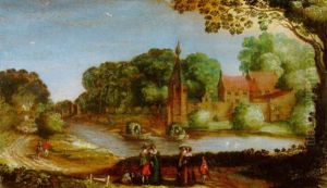 Flusslandschaft Mit Vornehmer Gesellschaft by Hendrik van der Borcht the Elder