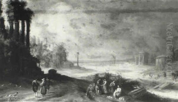 Extensive Landscape With Travellers Resting On A Track - view 1