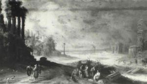 Extensive Landscape With Travellers Resting On A Track