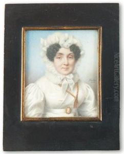 Portrait De Femme A La Robe De Soie Ivoire Et Au Bonnet Blanc