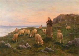 Shepherdess With Her Sheep by Noe Bordignon