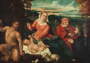 Heilige Familie Mit Johannes Dem Taufer Und Einem Anbetenden Stifter
