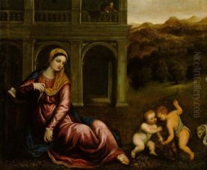 Il Riposo Della Fuga In Egitto Con San Giovannino by Paris Bordone
