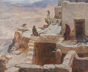 A Desert Fortress, Acoma Or Walpi Pueblo, Nm by Carl Oscar Borg