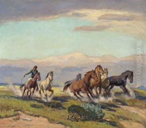 Navajo Herding Wild Horses by Carl Oscar Borg