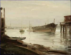 Harbor Scene, Wilmington, Ca by Carl Oscar Borg