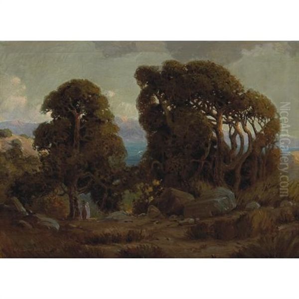 Figures Under Sheltering Trees, Sunrise - view 1