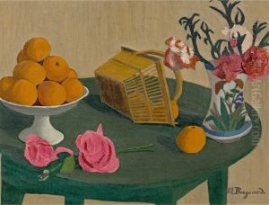 Nature Morte Au Panier Et Coupe Aux Oranges by Marius Borgeaud