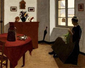 La Table Rouge Et Les Poissons by Marius Borgeaud