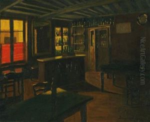 Salle A Boire De La Croix-vert A Moret (drinking Room At The La Croix-vert In Moret) by Marius Borgeaud