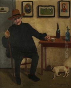 Paysan Attable A L'auberge by Marius Borgeaud