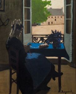 Bretonne Tricotant by Marius Borgeaud