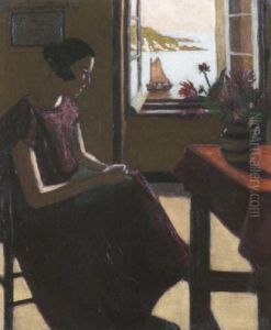 Femme Ravaudant by Marius Borgeaud