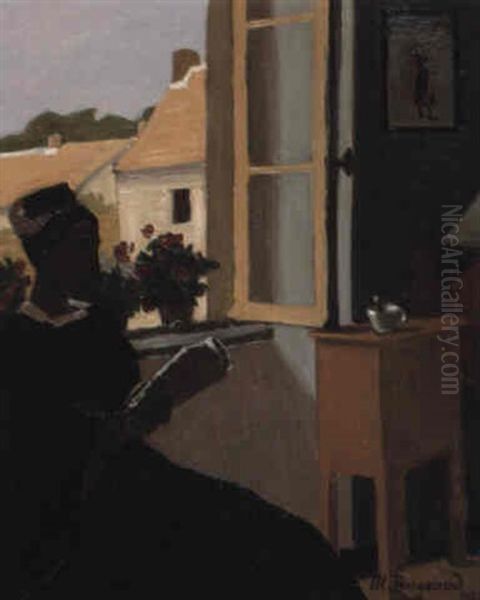 Jeune Femme Lisant A Sa Fenetre - view 1
