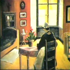 Interieur Mit Frau Am Tisch Interieur Mit Frau Am Tisch