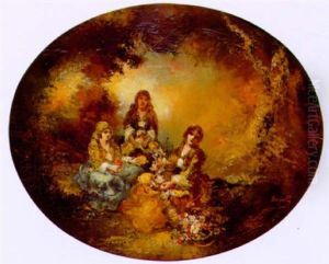 Trois Jeunes Filles Dans Un Jardin by Frederic Borgella