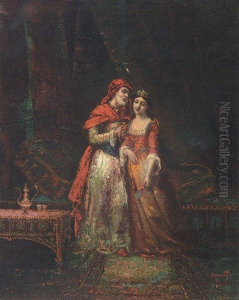A Man Offering Jewellery To A Young Girl - view 1