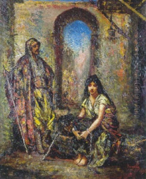 Gardien Et Esclave Devant Les Remparts - view 1