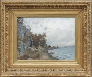 Kustbild Med Signerad Och Daterad Fr by Hans Frederik Henriksen Borgen