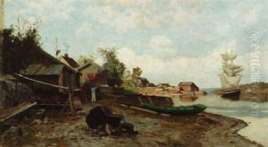 Kystmiljo Med Brigg by Hans Frederik Henriksen Borgen