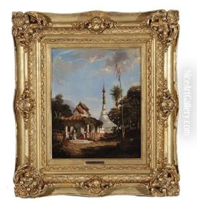 Orientalist Architecture Landscape (oosters Stadsgezicht Met Figuren) by Auguste Borget